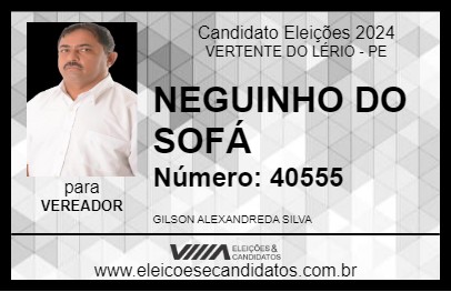 Candidato NEGUINHO DO SOFÁ 2024 - VERTENTE DO LÉRIO - Eleições