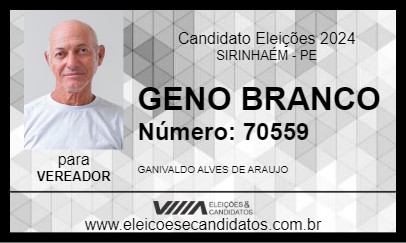 Candidato GENO BRANCO 2024 - SIRINHAÉM - Eleições