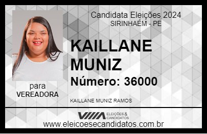 Candidato KAILLANE MUNIZ 2024 - SIRINHAÉM - Eleições