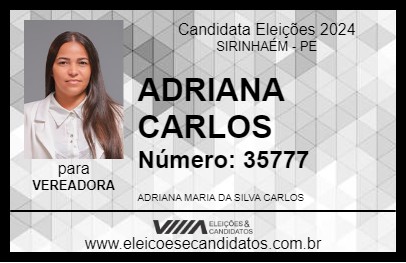 Candidato ADRIANA CARLOS 2024 - SIRINHAÉM - Eleições