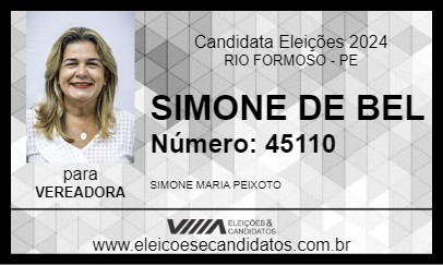 Candidato SIMONE DE BEL 2024 - RIO FORMOSO - Eleições