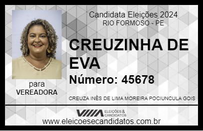 Candidato CREUZINHA DE EVA 2024 - RIO FORMOSO - Eleições