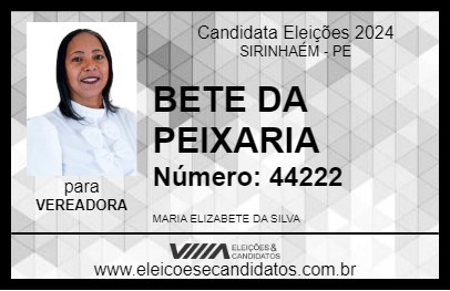 Candidato BETE DA PEIXARIA 2024 - SIRINHAÉM - Eleições