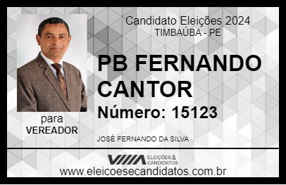 Candidato PB FERNANDO CANTOR 2024 - TIMBAÚBA - Eleições