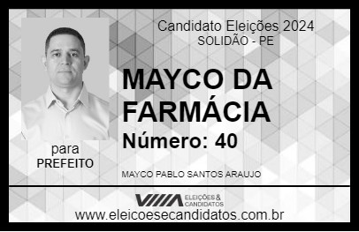 Candidato MAYCO DA FARMÁCIA 2024 - SOLIDÃO - Eleições