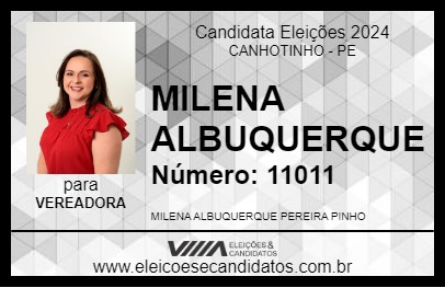 Candidato MILENA ALBUQUERQUE 2024 - CANHOTINHO - Eleições