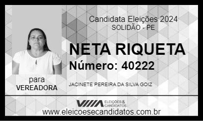 Candidato NETA RIQUETA 2024 - SOLIDÃO - Eleições