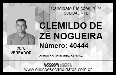 Candidato CLEMILDO DE ZÉ NOGUEIRA 2024 - SOLIDÃO - Eleições