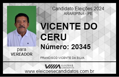 Candidato FRANCISCO VICENTE DA SILVA 2024 - ARARIPINA - Eleições