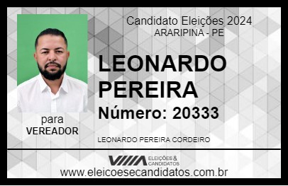 Candidato LEONARDO PEREIRA 2024 - ARARIPINA - Eleições