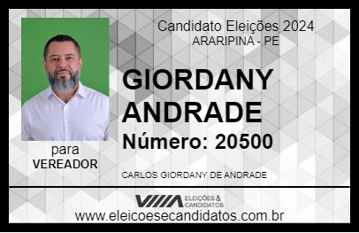 Candidato GIORDANY ANDRADE 2024 - ARARIPINA - Eleições