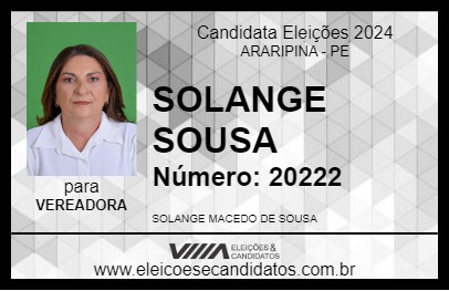 Candidato SOLANGE SOUSA 2024 - ARARIPINA - Eleições