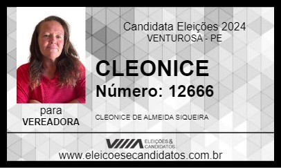 Candidato CLEONICE 2024 - VENTUROSA - Eleições