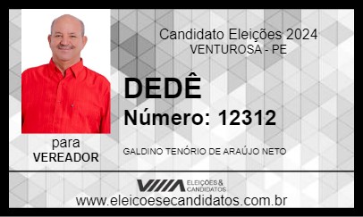 Candidato DEDÊ 2024 - VENTUROSA - Eleições