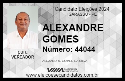 Candidato ALEXANDRE GOMES 2024 - IGARASSU - Eleições