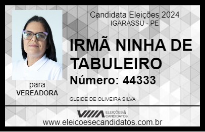 Candidato IRMÃ NINHA DE TABULEIRO 2024 - IGARASSU - Eleições