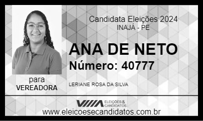 Candidato ANA DE NETO 2024 - INAJÁ - Eleições