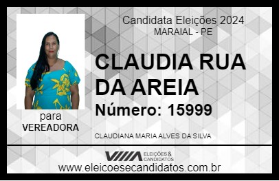 Candidato CLAUDIA RUA DA AREIA 2024 - MARAIAL - Eleições