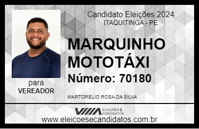 Candidato MARQUINHO MOTOTÁXI 2024 - ITAQUITINGA - Eleições