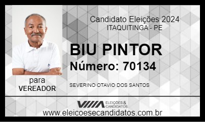 Candidato BIU PINTOR 2024 - ITAQUITINGA - Eleições