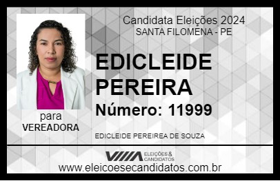 Candidato EDICLEIDE PEREIRA 2024 - SANTA FILOMENA - Eleições