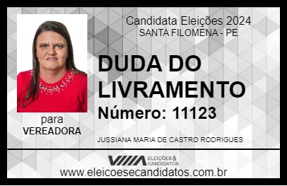 Candidato DUDA DO LIVRAMENTO 2024 - SANTA FILOMENA - Eleições