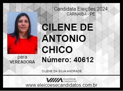 Candidato CILENE DE ANTONIO CHICO 2024 - CARNAÍBA - Eleições