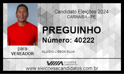 Candidato PREGUINHO 2024 - CARNAÍBA - Eleições