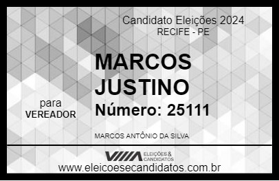 Candidato MARCOS JUSTINO 2024 - RECIFE - Eleições