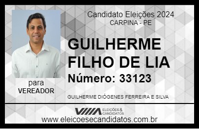 Candidato GUILHERME FILHO DE LIA 2024 - CARPINA - Eleições