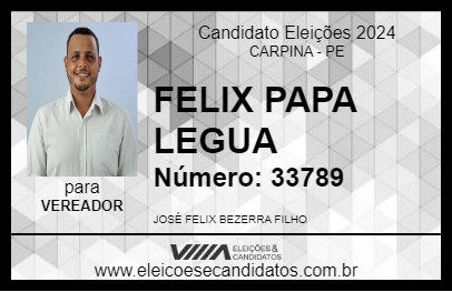 Candidato FELIX PAPA LEGUA 2024 - CARPINA - Eleições