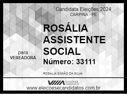 Candidato ROSÁLIA ASSISTENTE SOCIAL 2024 - CARPINA - Eleições