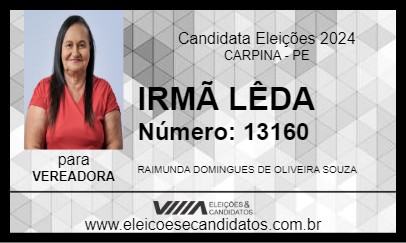 Candidato IRMÃ LÊDA 2024 - CARPINA - Eleições