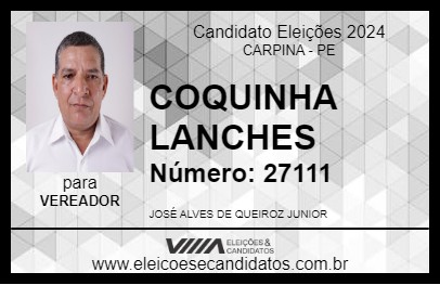 Candidato COQUINHA LANCHES 2024 - CARPINA - Eleições