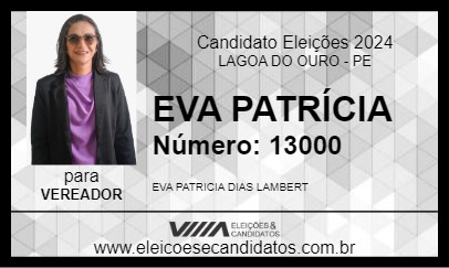 Candidato EVA PATRÍCIA 2024 - LAGOA DO OURO - Eleições