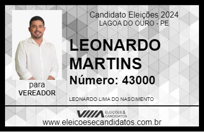 Candidato LEONARDO MARTINS 2024 - LAGOA DO OURO - Eleições