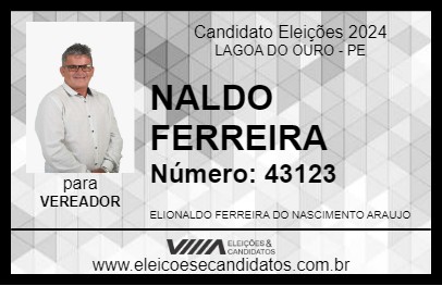 Candidato NALDO FERREIRA 2024 - LAGOA DO OURO - Eleições