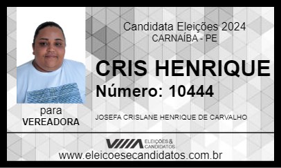 Candidato CRIS HENRIQUE 2024 - CARNAÍBA - Eleições