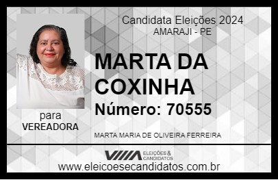 Candidato MARTA DA COXINHA 2024 - AMARAJI - Eleições