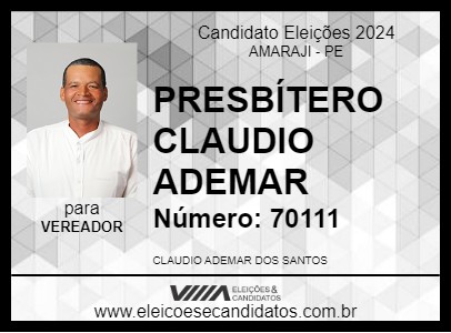 Candidato PRESBÍTERO CLAUDIO ADEMAR 2024 - AMARAJI - Eleições