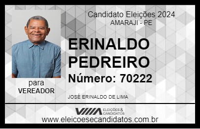 Candidato ERINALDO PEDREIRO 2024 - AMARAJI - Eleições