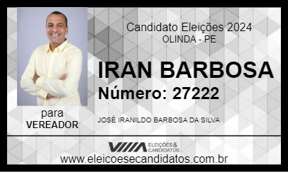 Candidato IRAN BARBOSA 2024 - OLINDA - Eleições