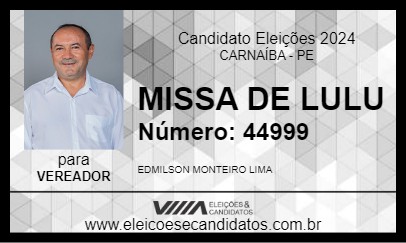 Candidato MISSA DE LULU 2024 - CARNAÍBA - Eleições