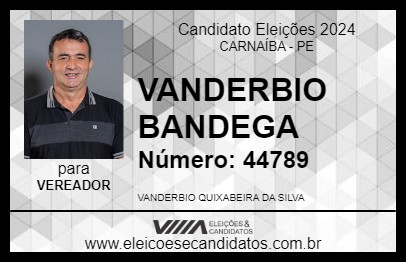 Candidato VANDERBIO BANDEGA 2024 - CARNAÍBA - Eleições