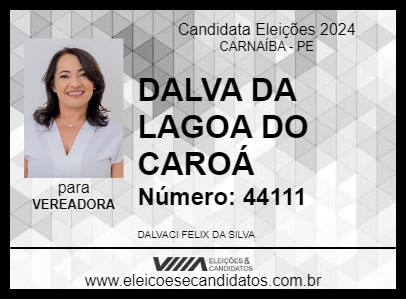 Candidato DALVA DA LAGOA DO CAROÁ 2024 - CARNAÍBA - Eleições