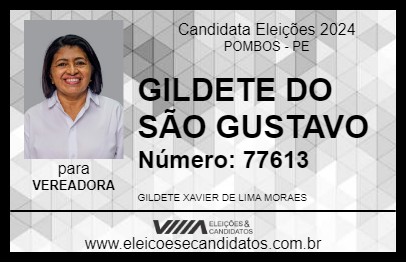 Candidato GILDETE DO SÃO GUSTAVO 2024 - POMBOS - Eleições