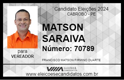 Candidato MATSON SARAIVA 2024 - CABROBÓ - Eleições