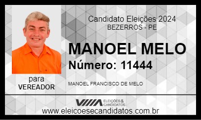 Candidato MANOEL MELO 2024 - BEZERROS - Eleições