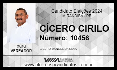 Candidato CÍCERO CIRILO 2024 - MIRANDIBA - Eleições