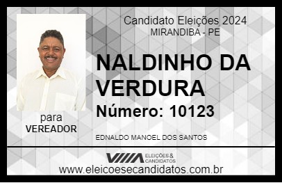 Candidato NALDINHO DA VERDURA 2024 - MIRANDIBA - Eleições